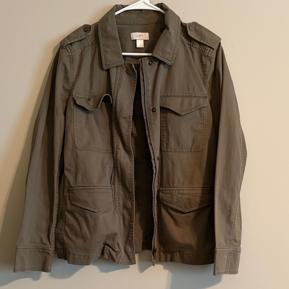LOFT Green Khaki Military Jacket with pockets